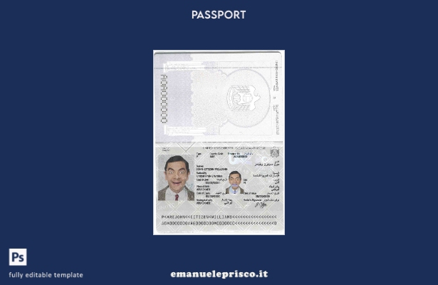 modello di passaporto degli Emirati Arabi Uniti (Emirati Arabi Uniti) in stile v